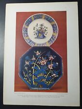 ANTICA STAMPA COLORI 1918 PIATTI DIPINTI COM MOTIVI FLOREALI DEKORATIVE VORBILDE