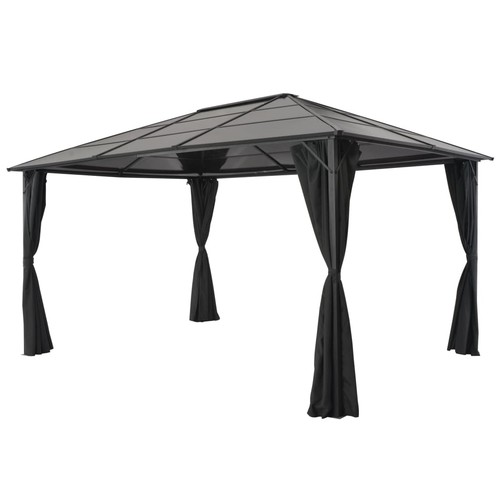 Gazebo con tende - 4x3x2,6m, nero