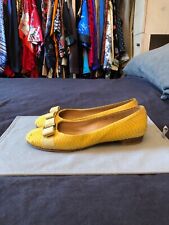 SALVATORE FERRAGAMO LUSSO BALLERINE PELLE VARINA YELLOW 8,5 C US 38,5 EUR 5,5 UK
