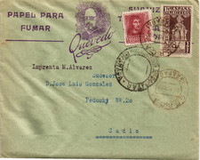 SCW 1938 copertina censurata da Durcal (Granada) a Cadice Locali Tabacco (2392)