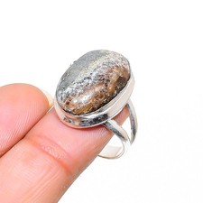 Anello gioiello in argento sterling 925 fatto a mano con pietre preziose foss...