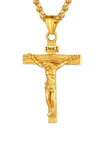 Collana uomo con - uomo, crocifisso
