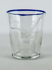 Toso Murano Bicchiere Pubblicitario In Vetro Inciso Per Fernet Branca 1970