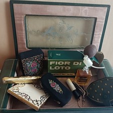 SET DA TOILETTE anni 50 '60 VINTAGE Vetro Inciso In Argento