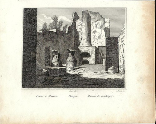 Stampa antica pompei veduta - pompei,