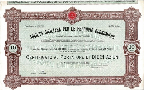 1909 certificato portatore - al,