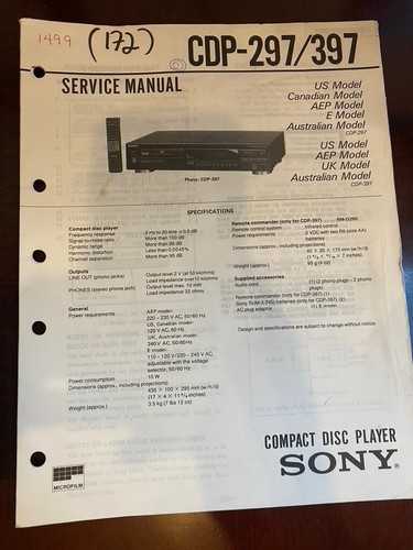 Sony cdp 297 - sony, cdp-397