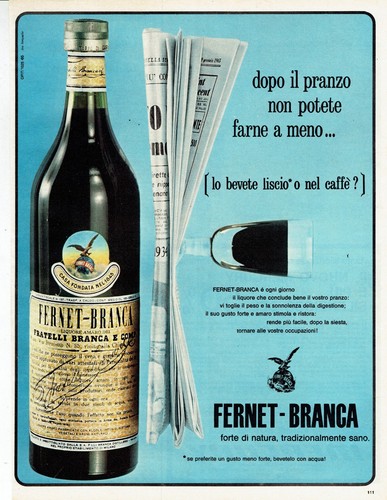 1965 fernet branca - branca, vintage