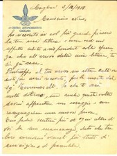 1938 CAGLIARI 13° Centro Automobilistico - Lettera di un soldato nostalgico