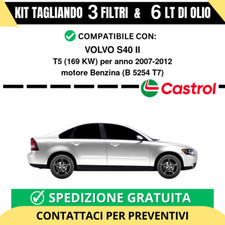 Tagliando per VOLVO S40 II T5 169 kw - 6 Lt di Castrol + 3 Filtri anno 2007-2012