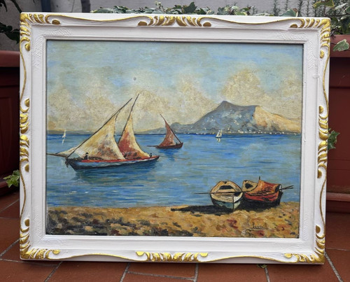 Dipinto olio marina golfo - ad,
