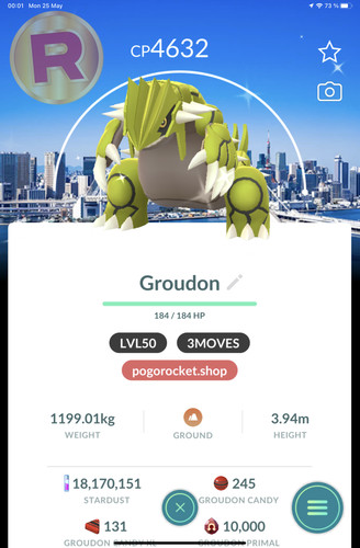 Shiny groudon lvl50 3moves - groudon,