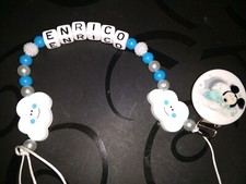 Catenella portaciuccio/succhiotto personalizzata con nome BAMBINO ciucci MAM NUK