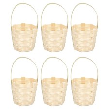  6pcs tessuto a mano piccolo cestini di bambù stile semplice stile di stoccaggio