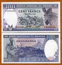 Ruanda, 100 franchi, 1989, P-19, UNC Zebra