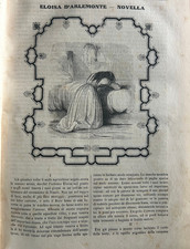 Novella su 2 articoli stampa d'epoca xilografia 1843 Eloisa D'Arlemonte 9 pag.