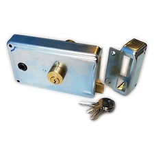 Serratura zincata 60mm a spingere destra per portoncino da applicare