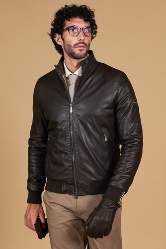 Bomber pelle blu uomo giacca - bomber,