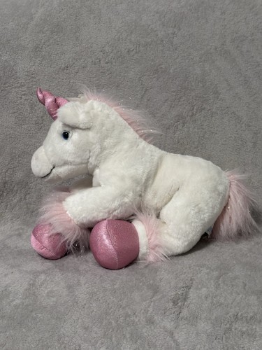 Peluche unicorno bianco rosa