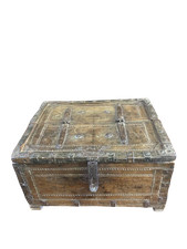 Antica scatola in legno di teak antico forziere d'epoca inizio 800