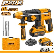 TRAPANO MARTELLO DEMOLITORE 20V TASSELLATORE + 2 BATTERIA DA 4 AH INGCO SDS PLUS