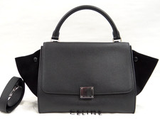 Borsa Celine Trapezio Tracolla a Mano 2 Vie Pelle Scamosciata Italia Nera 15220091800 N