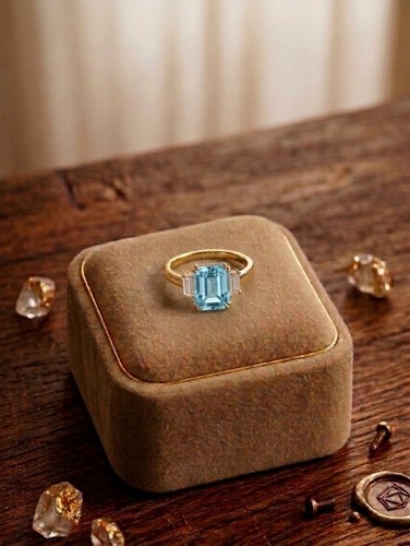 Anello diamante acquamarina - anello,