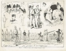 MILANO MOBILI IN PIAZZA D'ARMI ESERCITO ITALIANO Army - Incisione Originale 1800