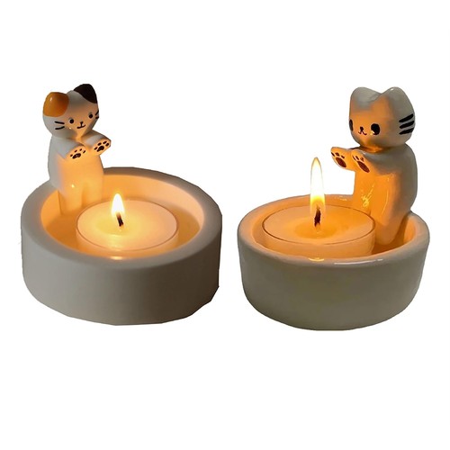 Portacandele con gattino - con,