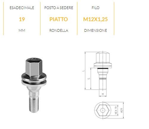 B1100 bullone ruote oem m12 - b1100,