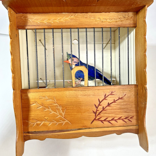 Primitive wood bird cage coal - wood,