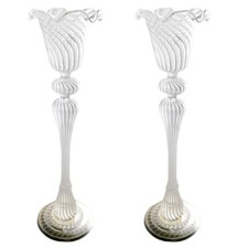 Porta candela candeliere bugia in vetro soffiato con argento set da 2 particolar