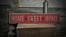 Insegna in legno Home Sweet Home - insegna rustica fatta a mano vintage in legno