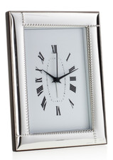 OROLOGIO SVEGLIA IN ARGENTO RETRO LEGNO BIANCO E 1019/OR 10X15