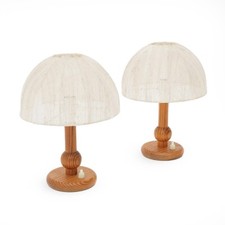 Coppia di lampade da comodino in legno, anni ’70