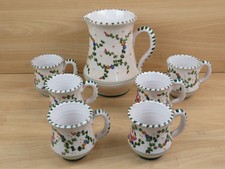 vecchio SERVIZIO DI TAZZE CON BROCCA IN CERAMICA DE MARINIS VIETRI dipinto a man