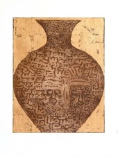 Hassan Fathi 135x100 contenitore nubia Acquaforte Acquatinta Retouchè foglia oro