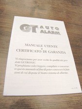 MANUALE GUIDA GT AUTO ALARM UTENTE E GARANZIA ITALIANA acquistate altro INSIEME