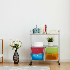 Carrello Multiuso Con Ruote, Carrello Con 4 Cassettiere E 2 Piani per Cucina Bag