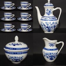 VINTAGE SERVIZIO CAFFE' PORCELLANA BIANCA DECORO BLU OSCAR SCHALLER BAVARIA