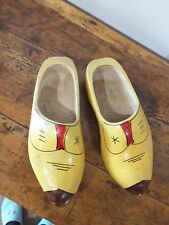 Zoccoli Legno Vintage Antichi Dipinti A Mano Intagliati Decorati Primi 900