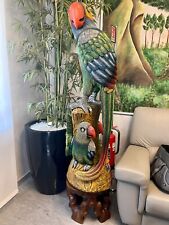 Scultura Grande pappagallo in Legno Massello Vintage 