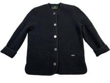 Giacca Giesswein Austria Tirolo lana bollita grigio antracite bottoni taglia 10 USA vintage