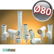 CANNA FUMARIA CALDAIA CONDENSAZIONE TUBI CURVE e RACCORDI in PPH BIANCO NUOVO