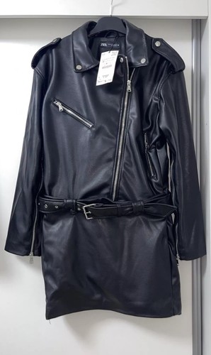 Zara abito corto nero ecopelle - corto,