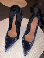 Scarpe Donna 37 Mod.Zara Navy Blue Velvet 