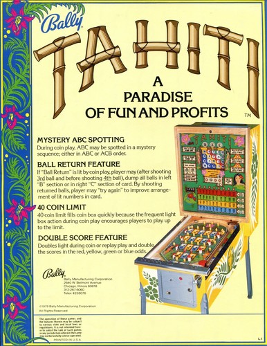 Tahiti bally bingo - tahiti,