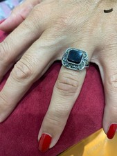 anello vintage in argento 925 e pietra onice