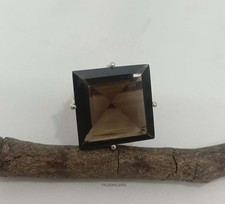 Anello in argento sterling 925 quarzo fumé non riscaldato fatto a mano con...