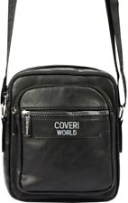 Borsa Borsello Uomo in Pelle Tracolla Spalla Grande Coveri World Nero Marrone